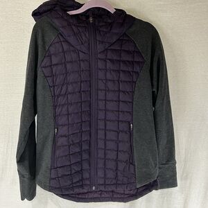The North Face Thermoball Hybrid Puffer Jacket Women Large Purple Quilted Hoodie